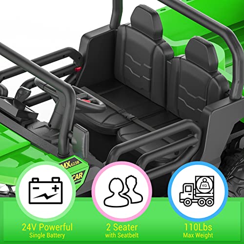 Hetoy Ride On Dump Truck for Kids Ride On Car with Remote Control Electric UTV Vehicles with Electric Dump Bed