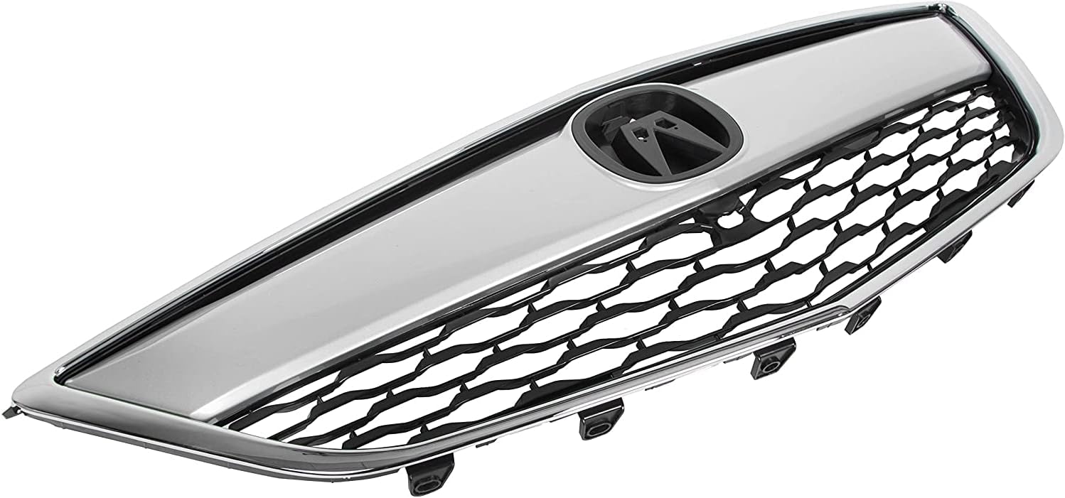 HECASA Front Grille Cover Compatible with 2014-2016 ACURA MDX Silver Black Replacement for AC1200121 75101TZ5A01