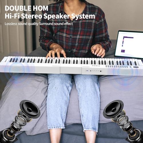 Digital Piano 88 Key Full Size Semi Weighted Electronic Keyboard Piano Set with Stand,Built-In Speakers,Electric Piano Keyboard with Sustain Pedal
