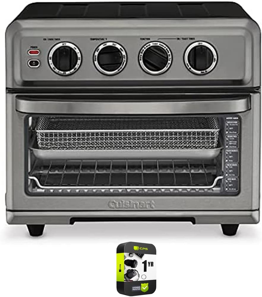 Cuisinart TOA-70 AirFryer Toaster Oven with Grill Bundle with 1 YR CPS Enhanced Protection Pack (Black Steel)