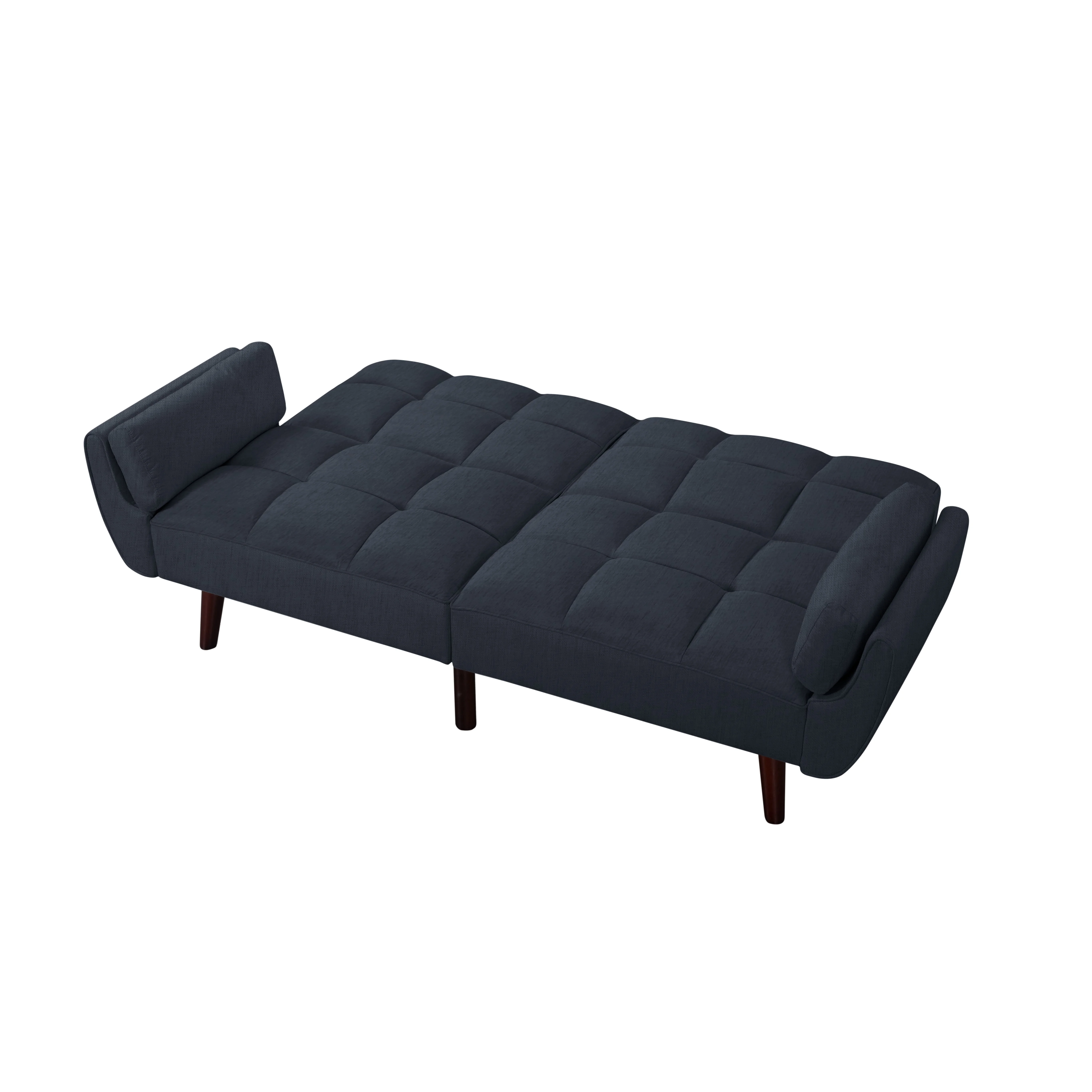 BSHTI 76” Futon Sofa Bed,Upholstered with Polyester,Wood Frame,2 Arm Pillows Included,3 Adjustable Positions ,5 Colors for Choosing