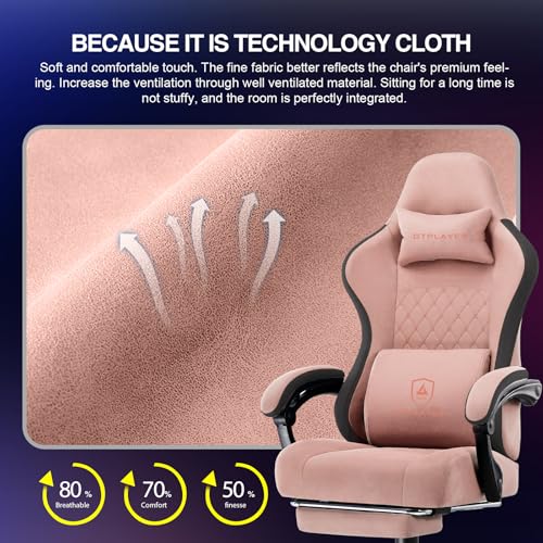 GTPLAYER Gaming Chair, Computer Office Chair with Pocket Spring Cushion, Linkage Armrests and Footrest