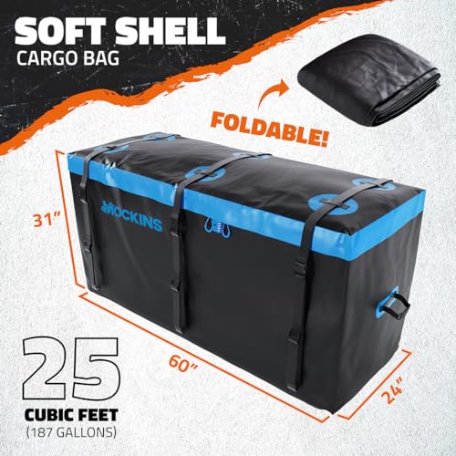 60"x24"x6" Folding Tow Hitch Cargo Carrier & 25 Cubic Ft. Waterproof Cargo Bag for Hitch Carrier Bundle