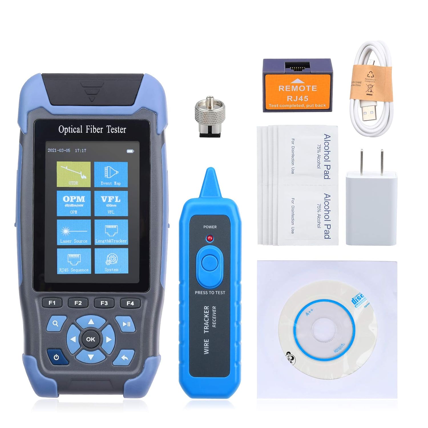 OTDR Fiber Optic Tester Mini-Pro 1310/1550nm SM Mulit Function Test OTDR Launch Cable Box Time Domain Reflectometer Cable Obstacle Detector with OPM