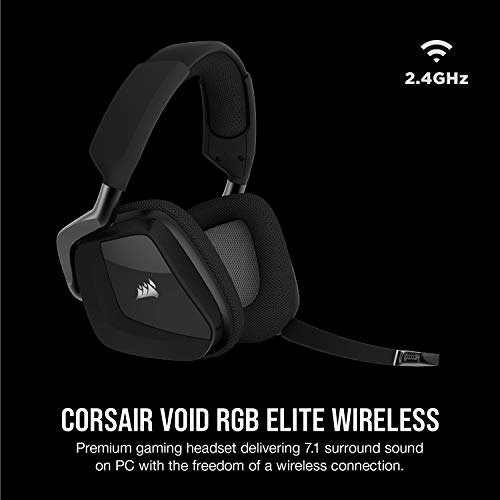 CORSAIR VOID RGB ELITE Wireless Gaming Headset – 7.1 Surround Sound – Omni-Directional Microphone – Microfiber Mesh Earpads – Up to 40ft Range – iCUE