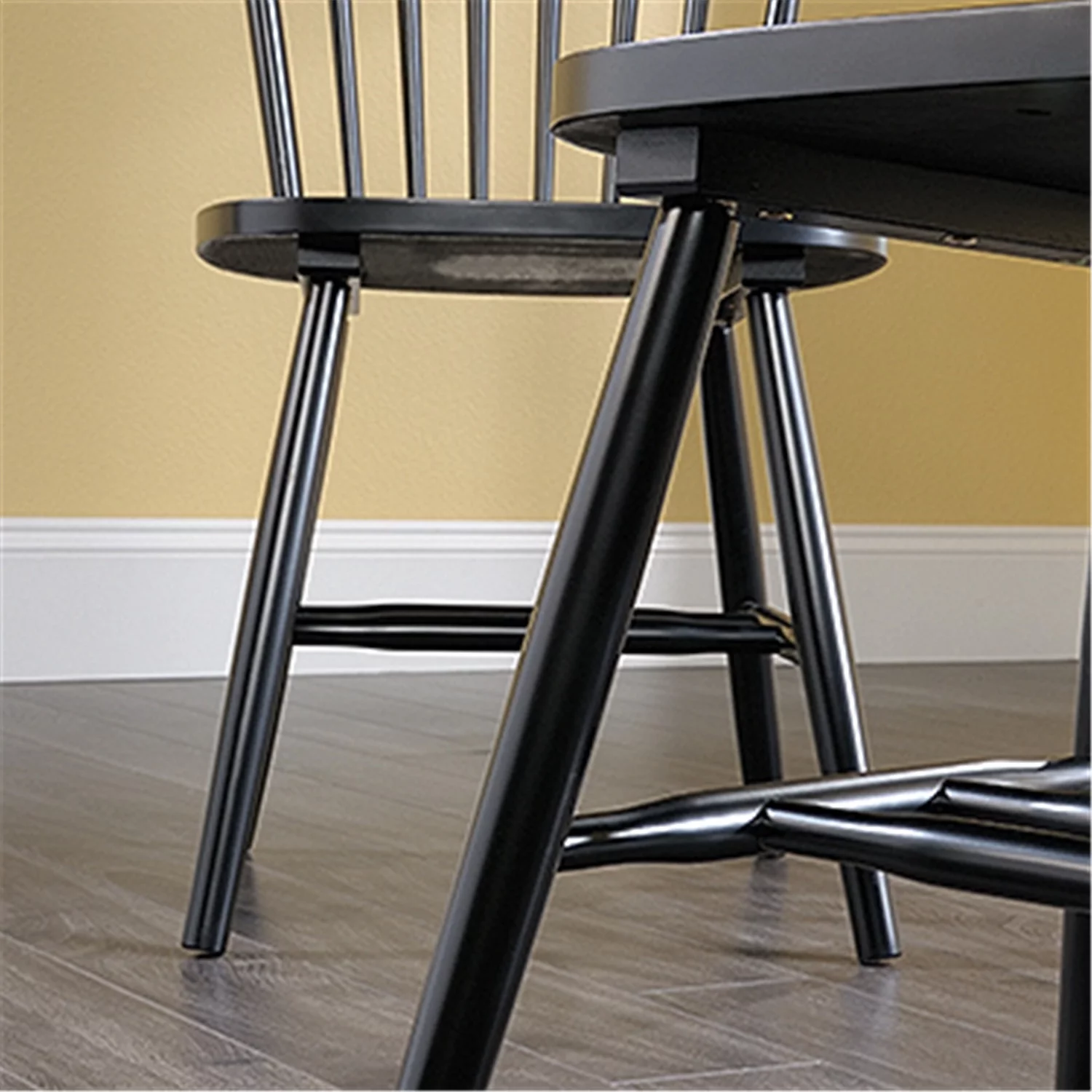 Sauder New Grange Solid Wood Spindle Back Dining Chair in Black (Set of 2)