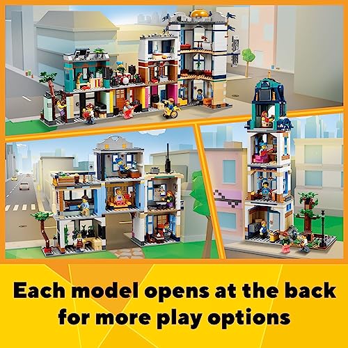 LEGO Creator Main Street 31141 Building Toy Set, 3 in 1 Features a Toy City Art Deco Building, Market Street Hotel