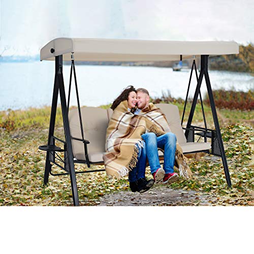 U-MAX Porch Swing Chair with Adjustable Backrest&Canopy