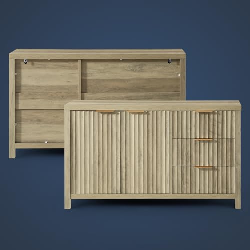 Fluted Sideboard Buffet Cabinet with Storage, 56" Large Buffet Modern Credenza with Adjustable Shelves