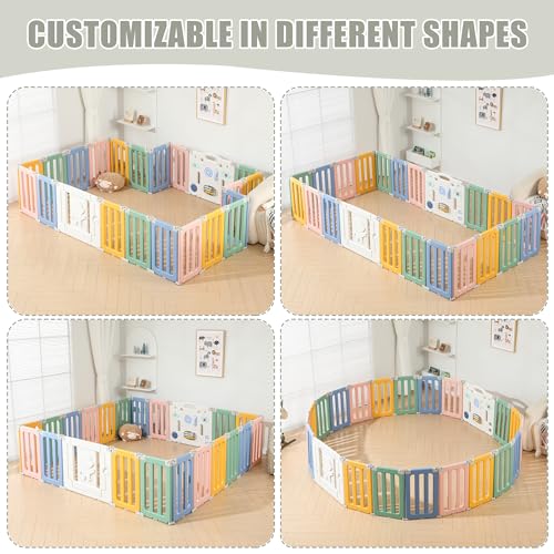 Baby Play Pen, Foldable Play Pens for Babies and Toddlers, 22 Panels Extra Large Baby Playpen, Astronauts Portable Baby Fence, Baby Gate Playpen