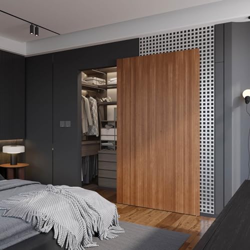 36inch Concealed Sliding Barn Door Hardware with Soft Close Mechanism, Aluminum Track, Invisible Floor Track, Fit MIN Opening Width 28in