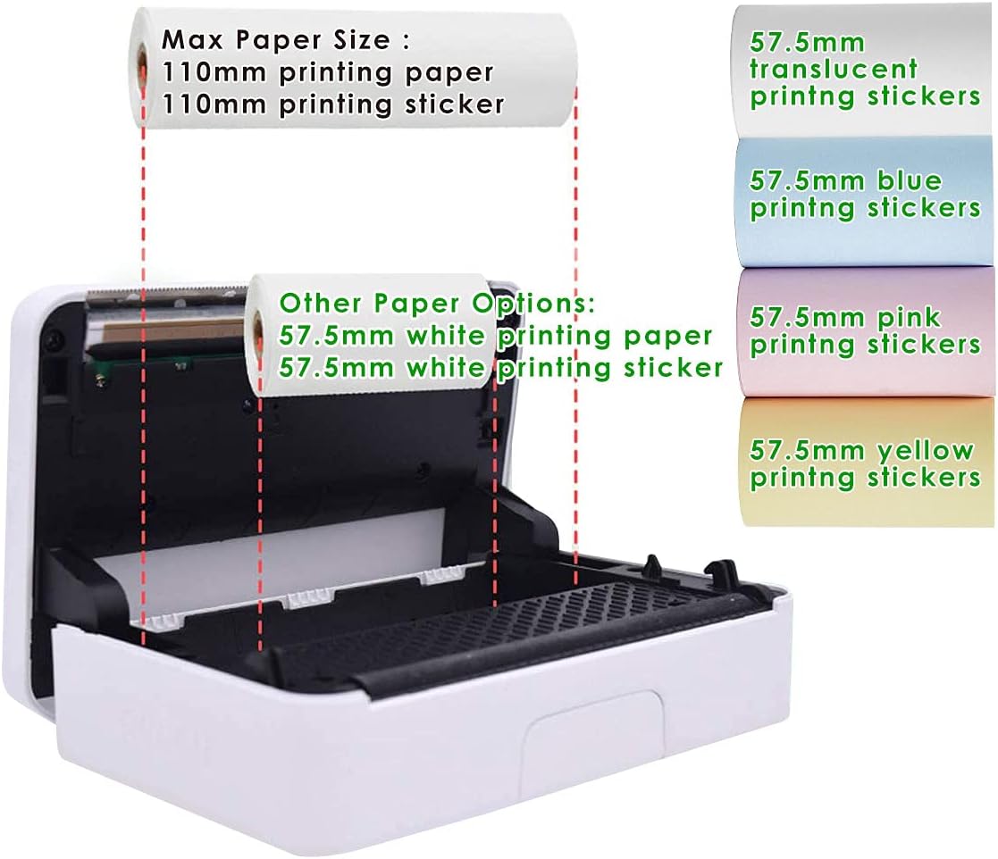 Portable Travel Printer-Wireless Thermal Printer Compatible with iOS Android Window for Printing Sticker, Logo,Label,Receipt,Photo
