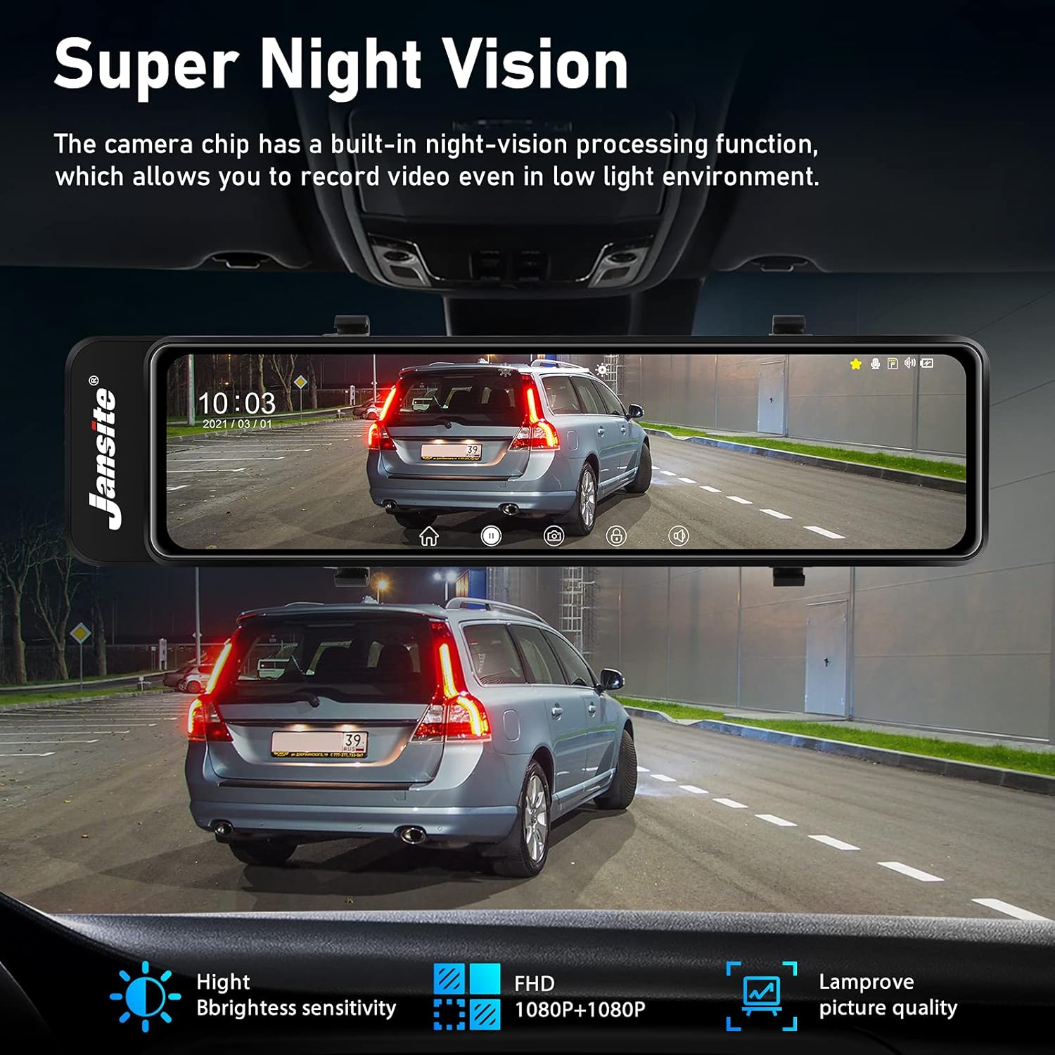 【Newest 11''】 Mirror Dash Cam Front and Rear Dual 1080P Rear View Mirror Camera FHD IPS Full Touch Screen Rearview Dashcam Waterproof Backup Camera