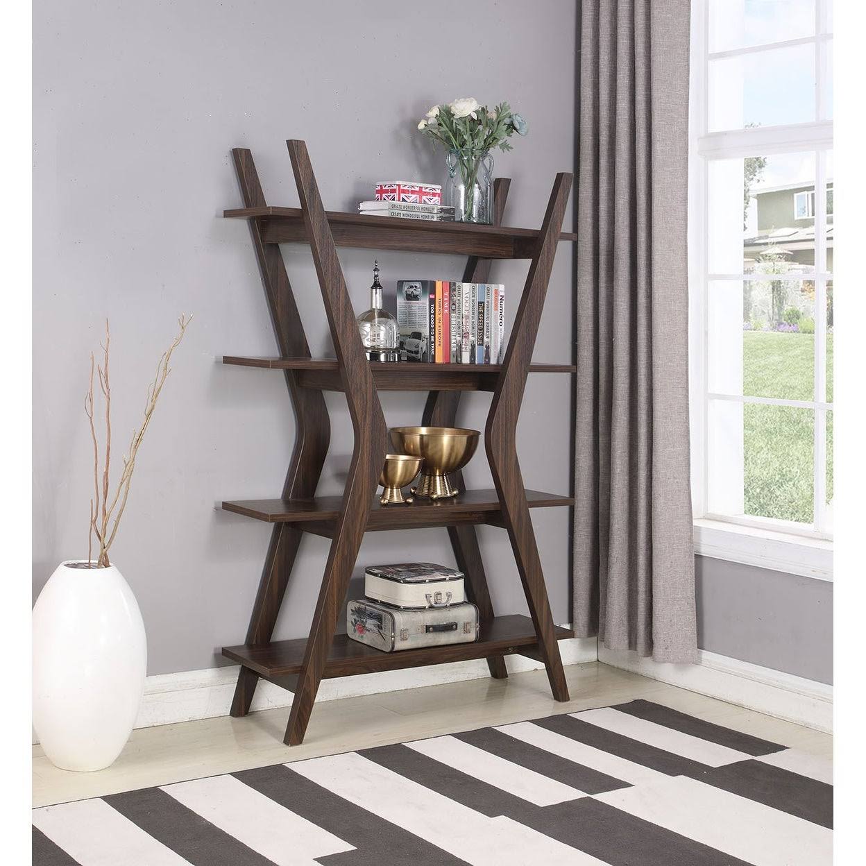 Lenkeffy Mid-Century Modern Dark Walnut Bookcase