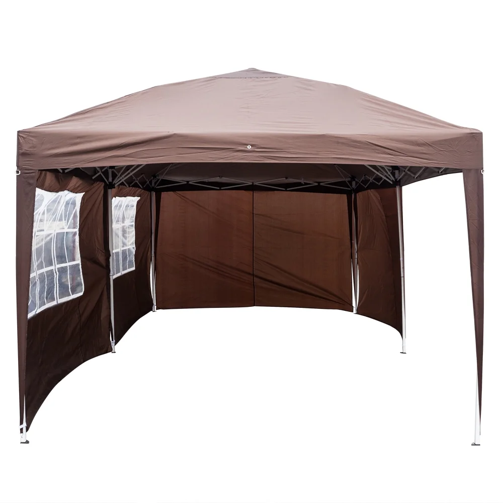 CoSoTower Waterproof Folding Tent, Practical Pop Up Tent with Two Windows, Dark Coffee