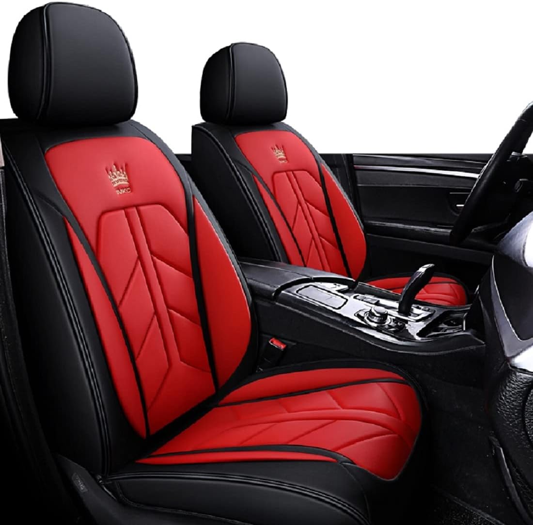 RED-SHYN R-001 Comfortable Leatherette Car Seat Covers for 5-SEAT Cars,Universal Fit Full Set Car Seat Proteror (Black-Red)