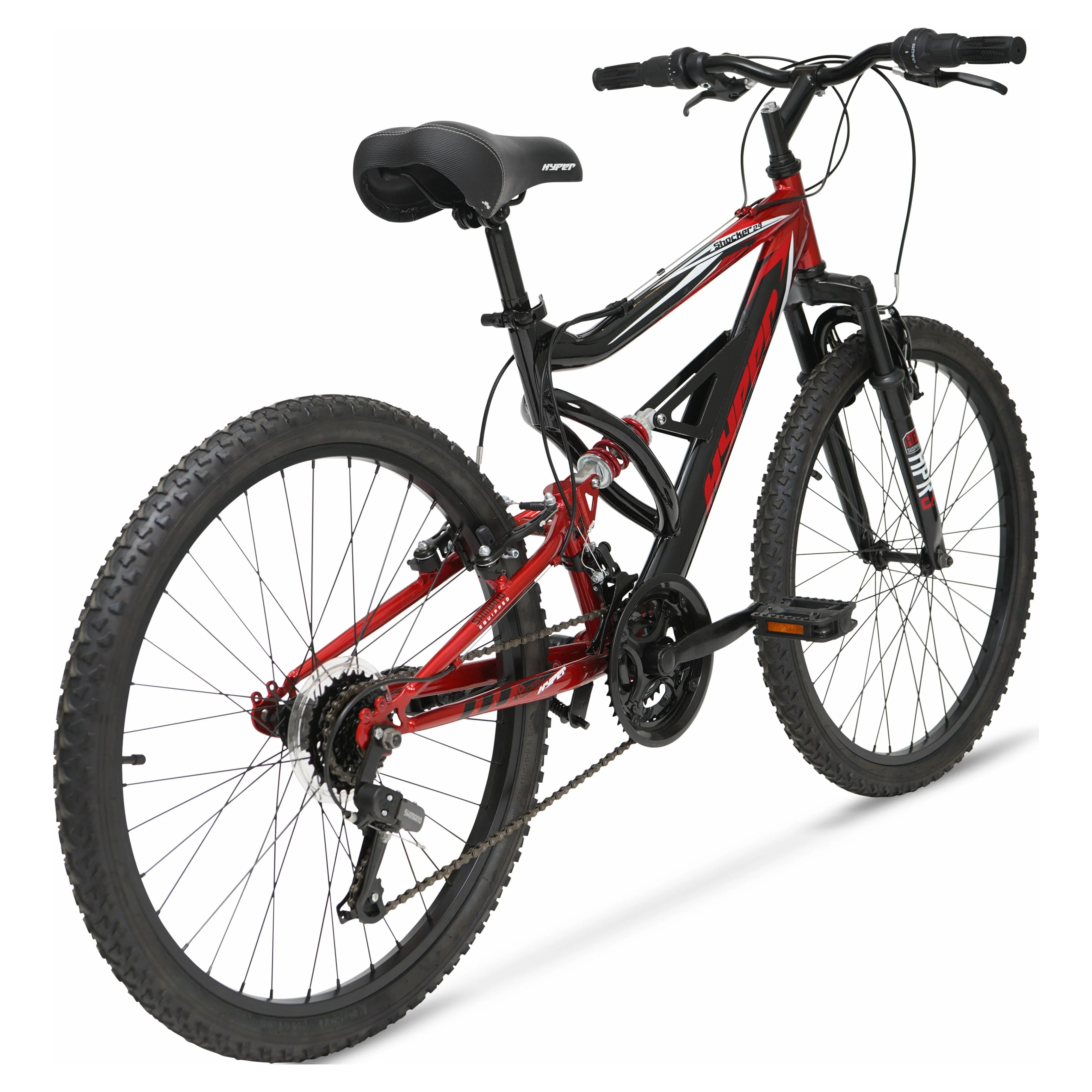 Hyper Bicycle 24 Shocker Mountain Bike for Kids, Red and Black