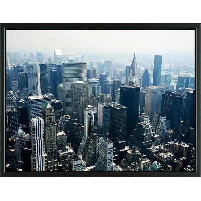 Easy Art Prints PhotoINC Studio's 'Manhattan' Premium Canvas Art - 18 x 24 - Modern Black Frame