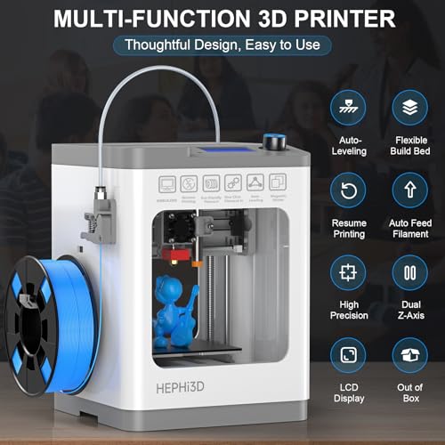 TINA2Plus 3D Printer, HEPHI3D 250mm/s High Speed FDM 3D Printers Fully Open Source, Auto Leveling Mini 3D Printer with WiFi Cloud Print