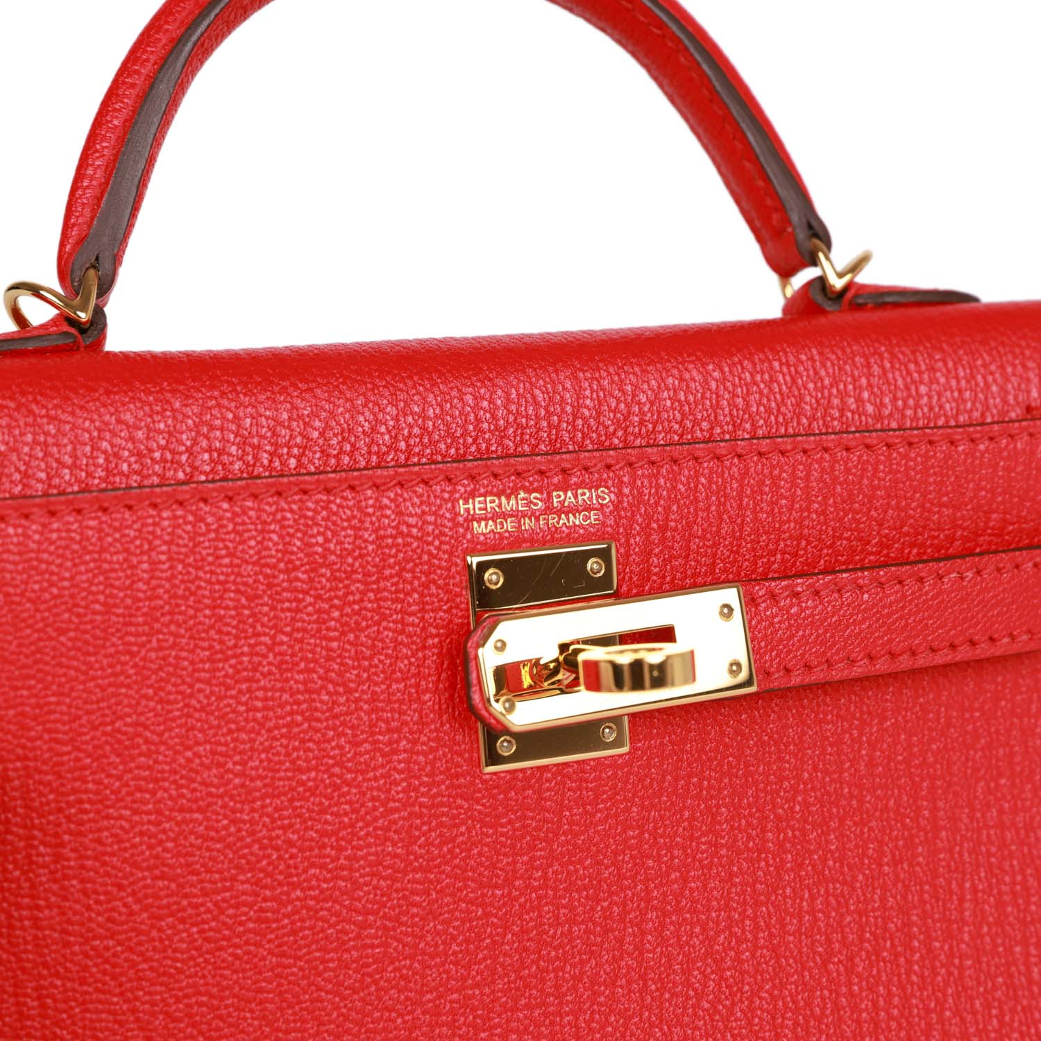 Pre-owned Hermes Kelly 20 Rouge de Coeur Chevre Mysore Gold Hardware