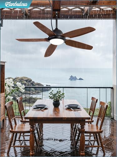 42 Inch Waterproof Outdoor Ceiling Fan with Lights and Remote,IP65 Hanging Gazebo Fan with 3CCT 6-Speed DC Motor