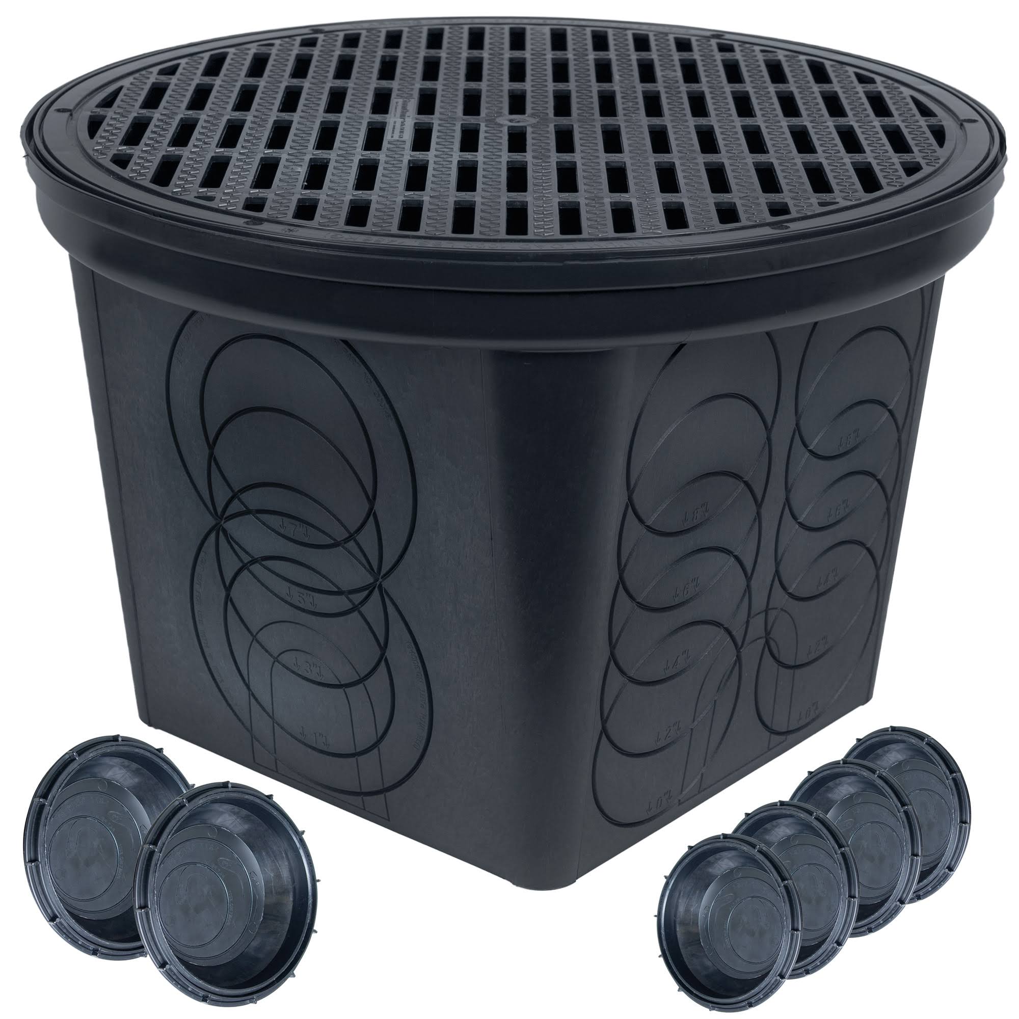 StormDrain FSD-3017-20BKIT 20 in. Large Round Catch Basin with Grate Kit, Black