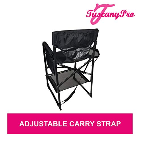 Portable Heavy-Duty Makeup Artist Chair with Umbrella Light Kit - Perfect for Makeup, Salon, Events with 29 Inch Seat Height - Carry Bag Included