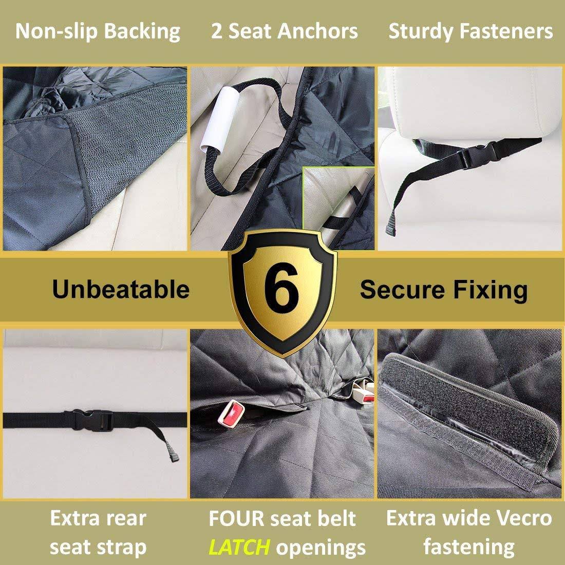 Pet Car Seat Cover for Dogs - Heavy Duty Luxury Rear Seat Hammock Protector - Wa