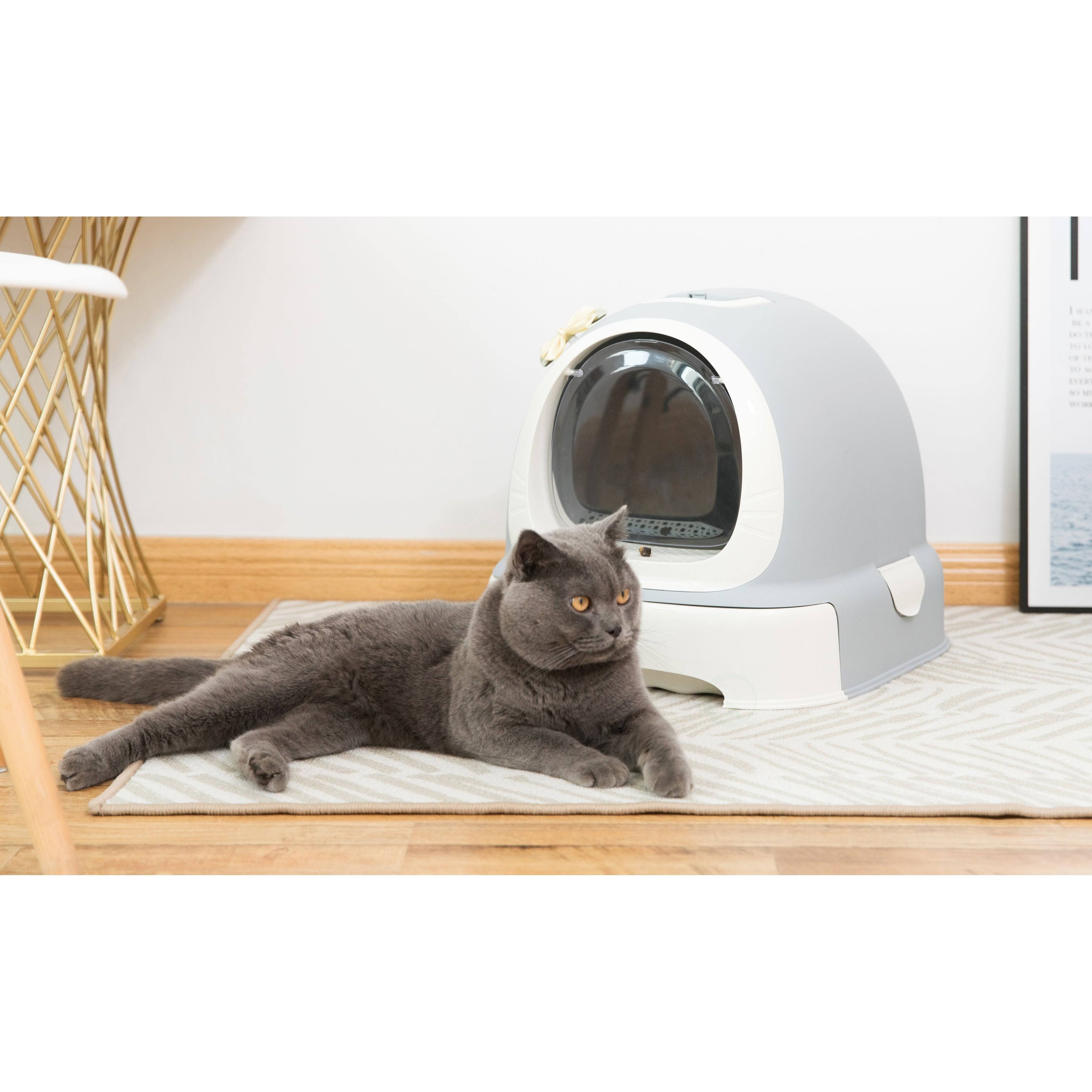 PawsMark Fully Enclosed Hooded Litter Pan with Front Entry Odor Close DOOR, Cat Litter Scoop Included