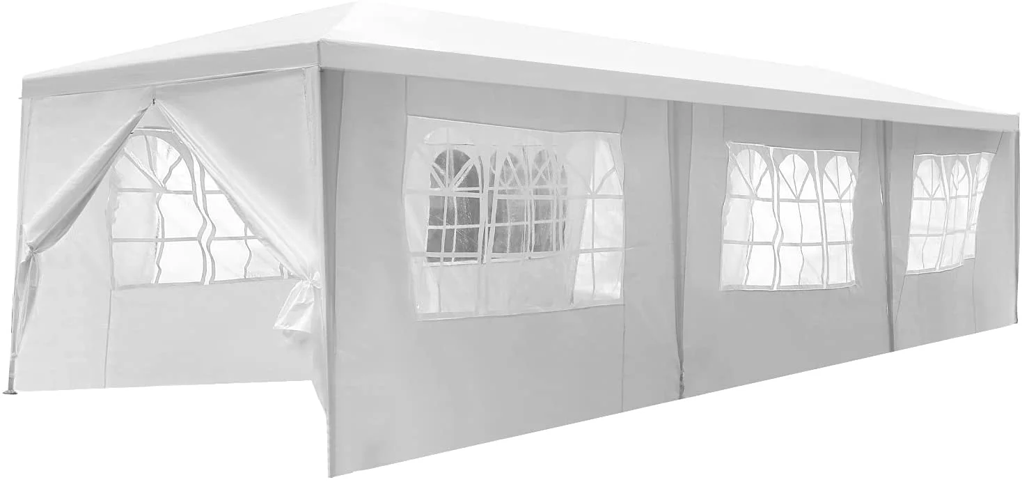 SUGIFT 10'x30' Outdoor Canopy Party Wedding Tent White Gazebo with 8 Side Walls