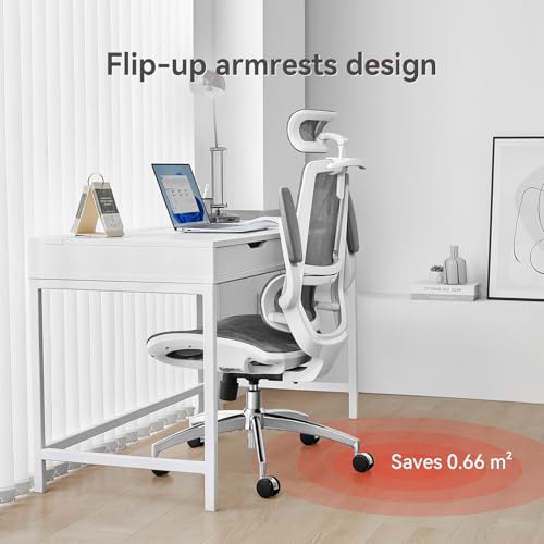 SIHOO M59AS Ergonomic Office Chair, Desk Chair with 3D Flip-up Armrests, Computer Chair with Dual Back Design and Adaptive Dynamic Lumbar Support