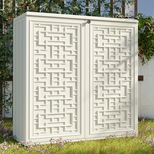 Outdoor Storage Cabinet Waterproof with Shelf,Resin Storage Sheds Outdoor Cabinets for tub towels/chemicals/grill items/Patio/Garden/Backyard