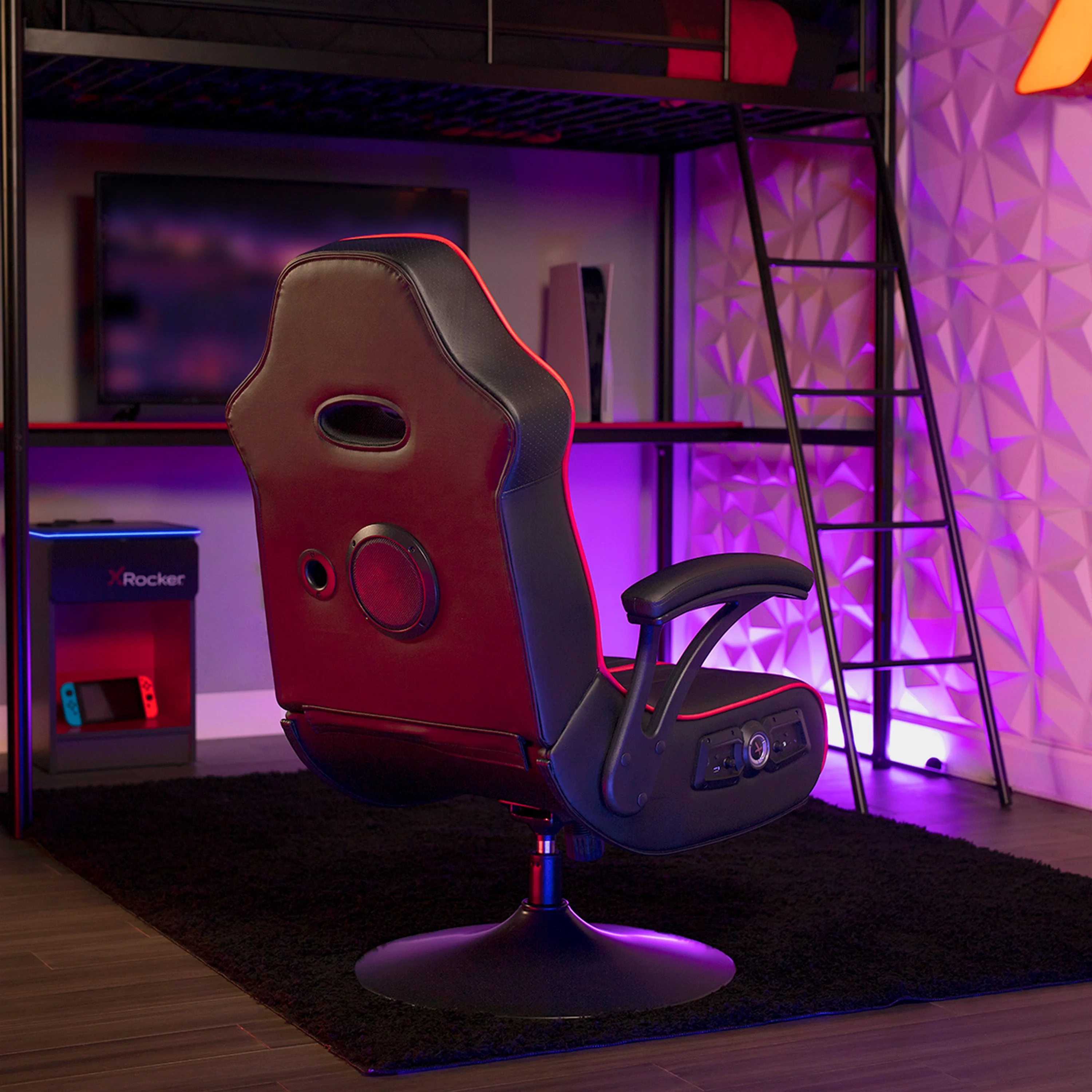 X Rocker Torque Bluetooth Audio Pedestal Gaming Chair with Subwoofer and Vibration, Black/Red