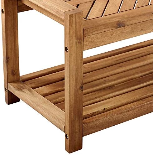 Walker Edison 48 Chevron Acacia Wood Patio Storage Bench - Brown