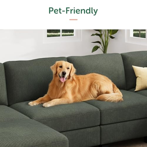 HONBAY Corduroy Modular Sectional Couch with Storage L-Shaped Sectional Couches for Living Room 6 Seater Modular Sofa, Dark Gray