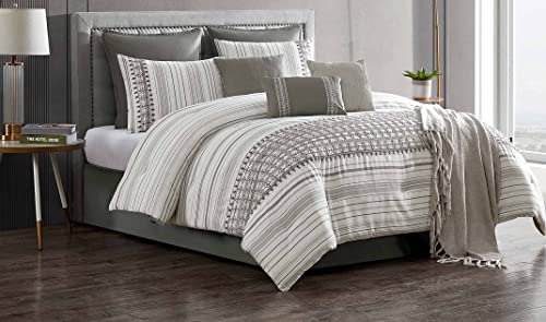 Riverbrook Home 100% Polyester Comforter Set, Queen, Hillcrest - Ivory/Gold, 9 Piece Set