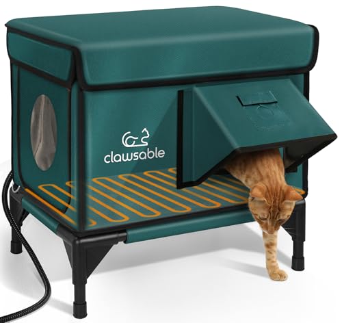 Indestructible Heated Cat House for Outside Winter, 100% Waterproof, Safe Escape Door