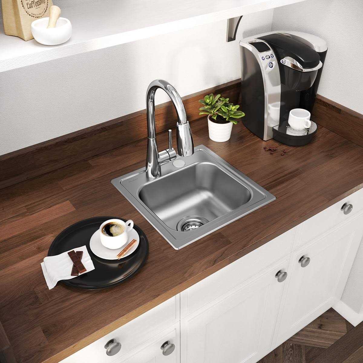 Elkay Dayton 15-in L x 15-in W Stainless Steel 2-Hole Drop-in Bar Sink LWSB15156N - Shop Hardware Tools Online Store