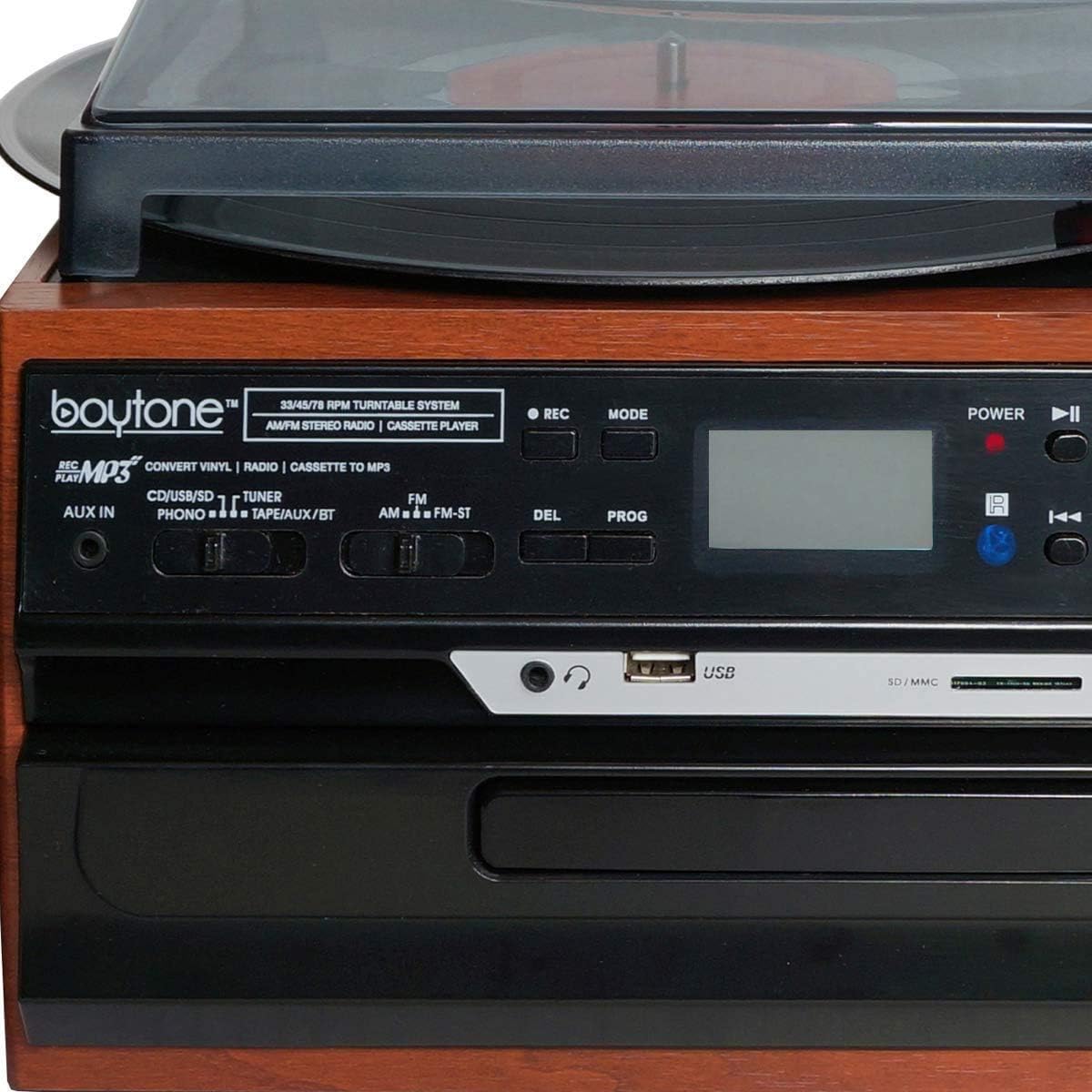 Boytone BT-24MB Bluetooth Classic Style Record Player Turntable with AM/FM Radio, CD/Cassette Player, 2 Separate Stereo Speakers, Record from Vinyl