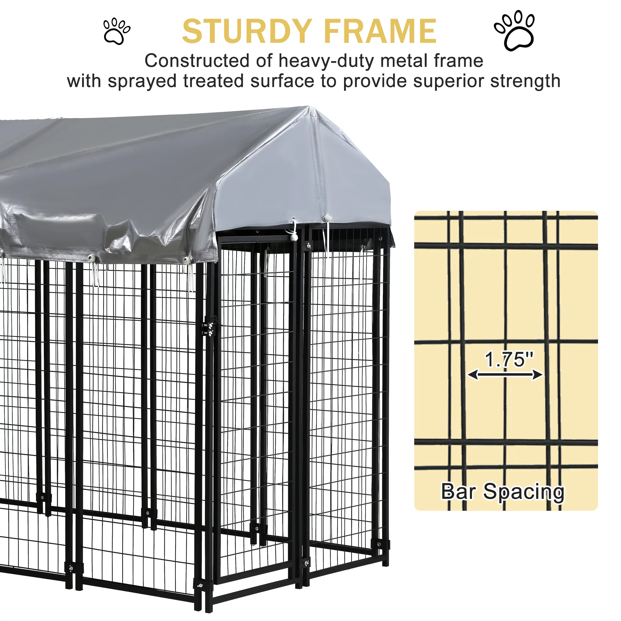 8 x 4 x 6 Ft Heavy Duty Large Dog Kennel Outside