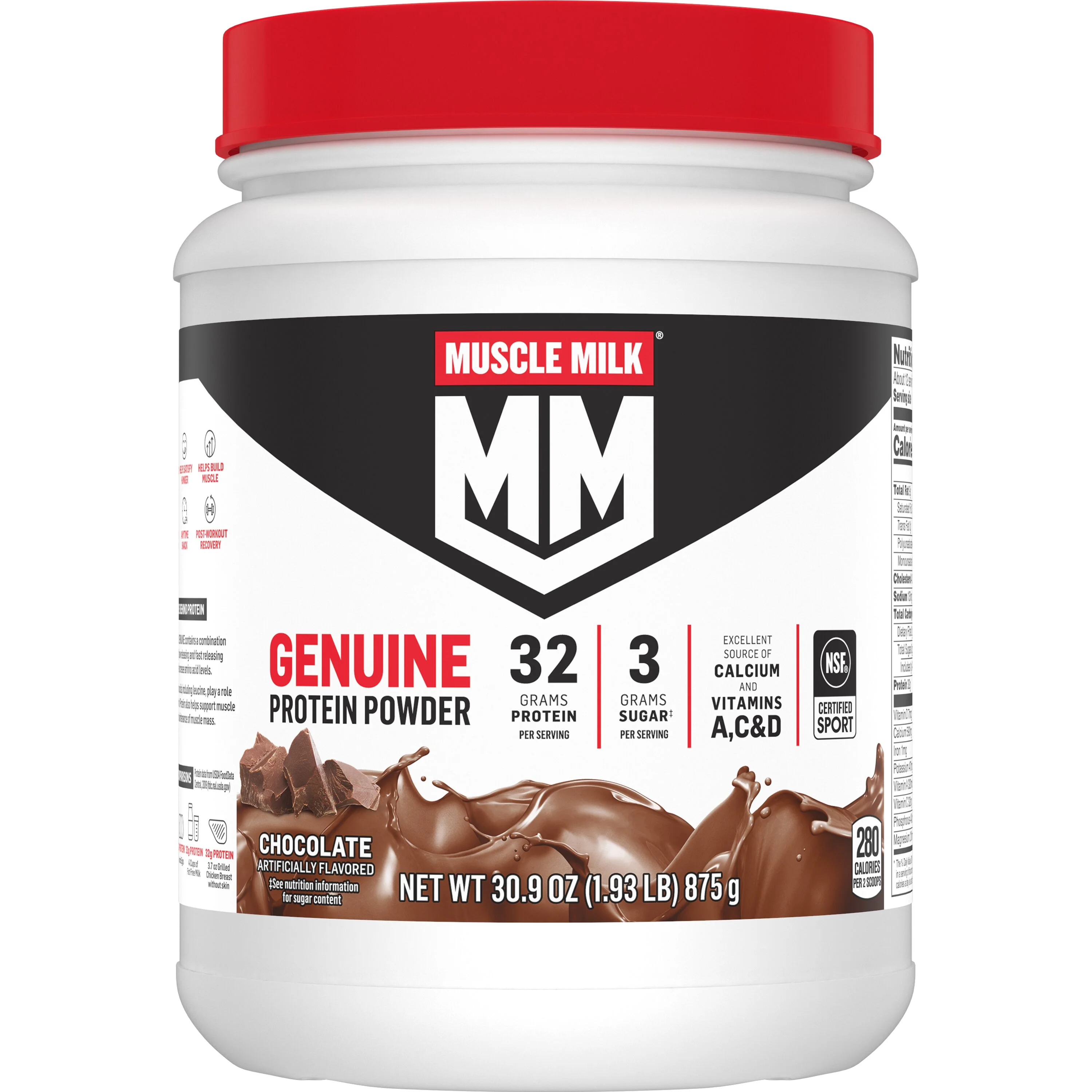 Muscle Milk Genuine Protein Powder, Chocolate, 1.93 Pound, 12 Servings - Curated Treasures Market