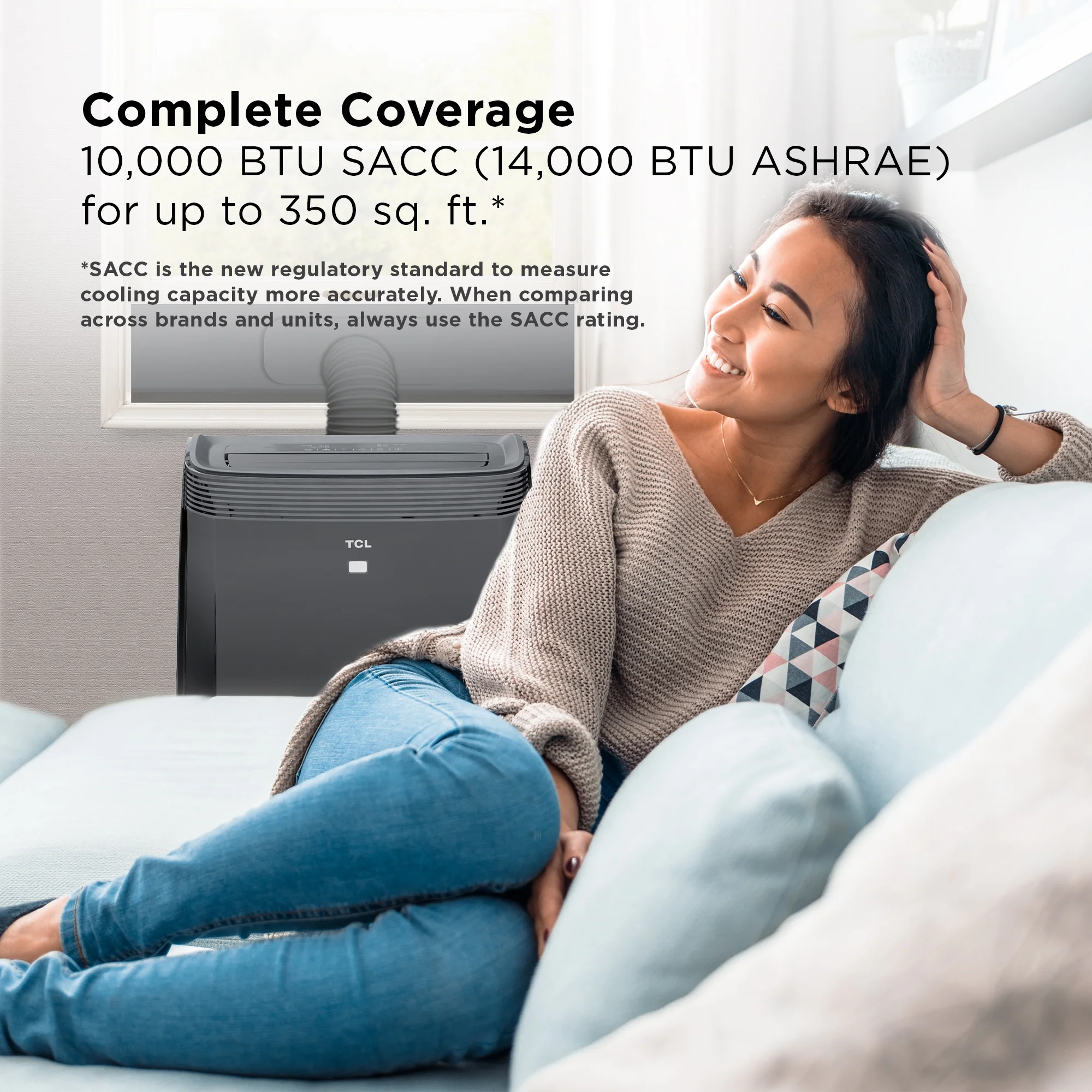 TCL 10,000 BTU Smart Portable Air Conditioner, Black, W10P95-B
