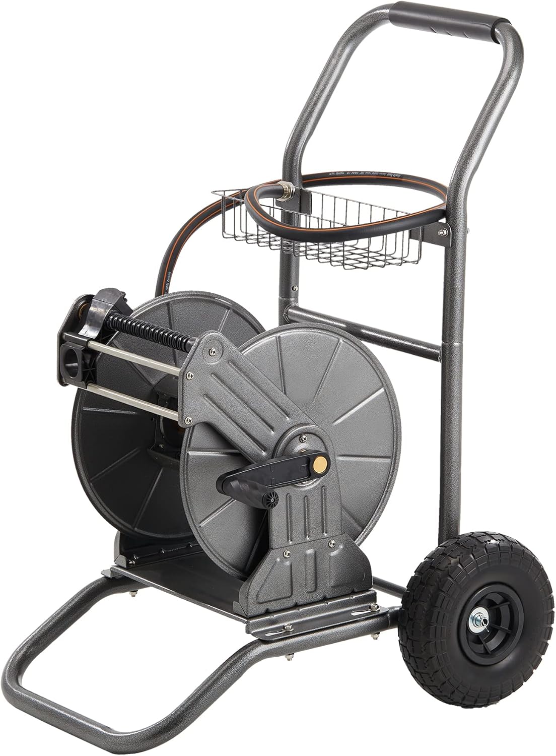 Giraffe Metal Hose Reel Cart, Retractable Garden Hose Reel with Crank, Heavy Duty Water Hose Cart with 2 Solid Wheels