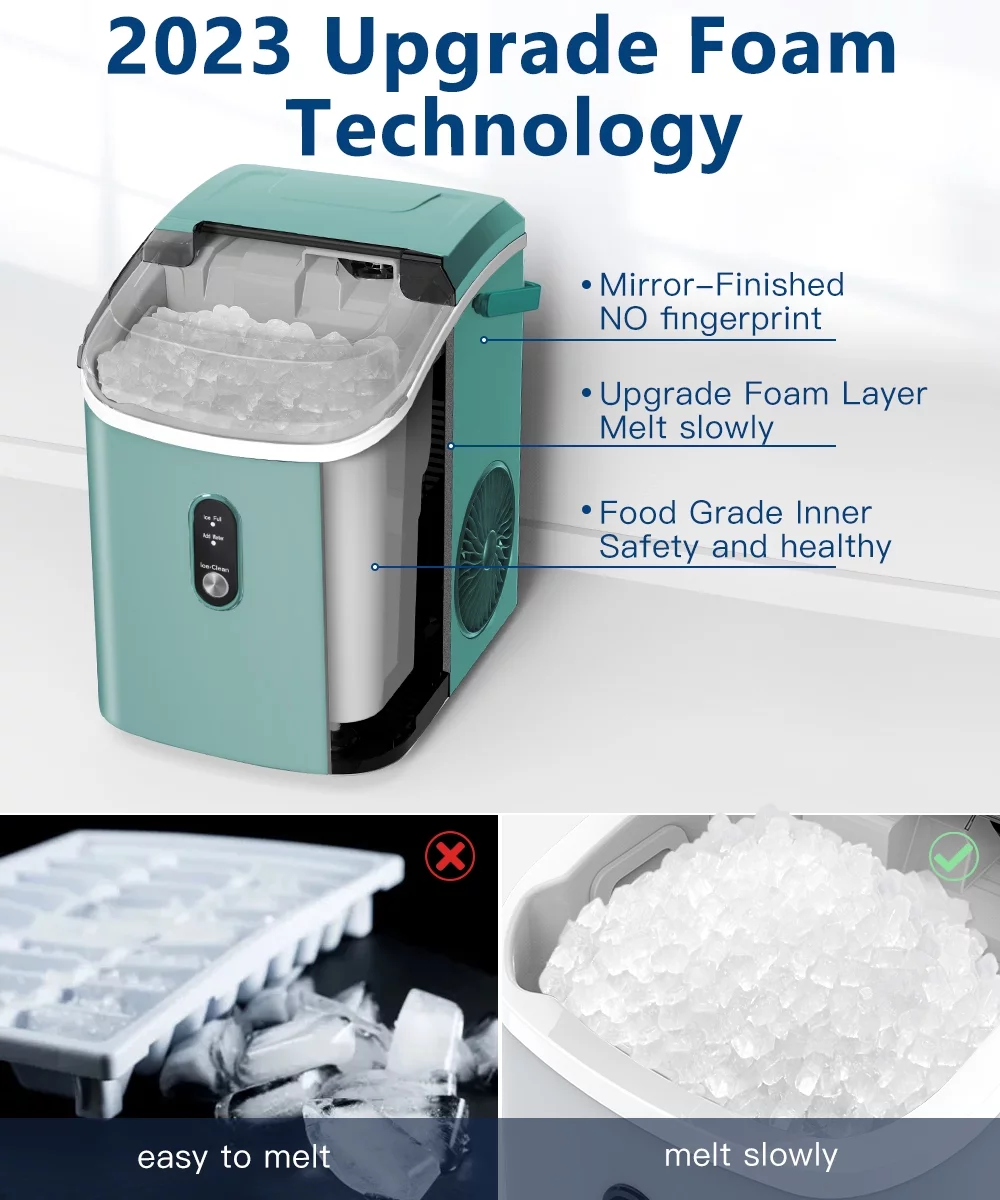 COWSAR 33lbs Countertop Nugget Ice Maker, Potable with Scoop,聽Soft Nugget Ice Ready in 10mins, Red