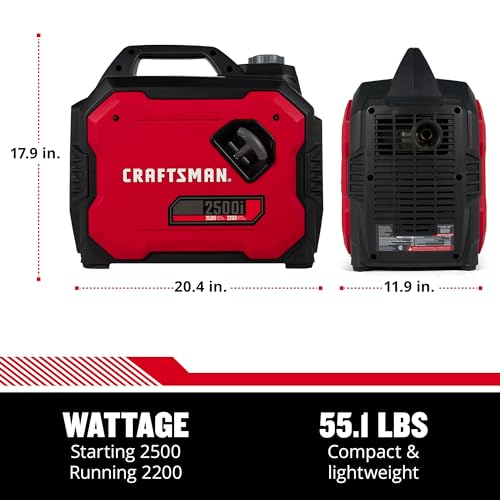 Craftsman C0010250 2,500-Watt Gas Portable Generator - Reliable Power for Outdoor Activities - Quiet Operation - Lightweight and Compact Design