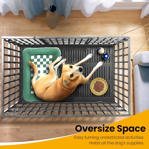 Oranland 48 inch Heavy Duty Indestructible Dog Crate,2025 New Upgraded Reinforced Baseplate for Large Dogs