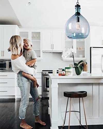 CASAMOTION Pendant Lights Kitchen Island Blown Glass Pendant Lighting Recycle Clear Entryway Light Fixtures Hanging Modern Farmhouse Dining Room