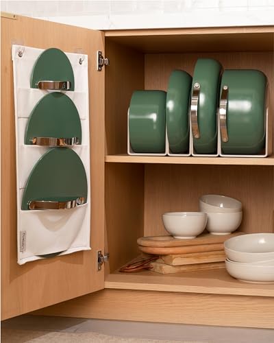 Caraway Nonstick Ceramic Cookware Set (12 Piece) Pots, Pans, 3 Lids and Kitchen Storage - Non Toxic - Oven Safe & Compatible with All Stovetops