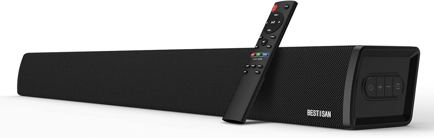 100 Watt 34 Inch TV Sound Bar with Built-in Subwoofer, BESTISAN Home Theater System Wired and Wireless Soundbar Speaker(Bluetooth 5.0, 105dB