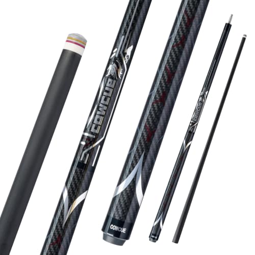 CRICAL Carbon Fiber Pool Cue Stick 58" Billiard Cue Sticks Professional Low Deflection Pool Sticks with 3/8 * 8 Pin Joint and 12.5mm Tip